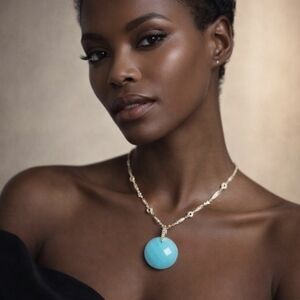 Aqua Teal Faceted Judith‎ Jack Pendant Necklace Marcasite .925 Sterling